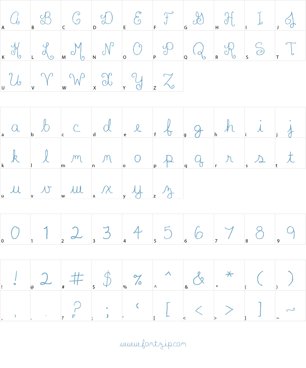 Polite Script Font Character